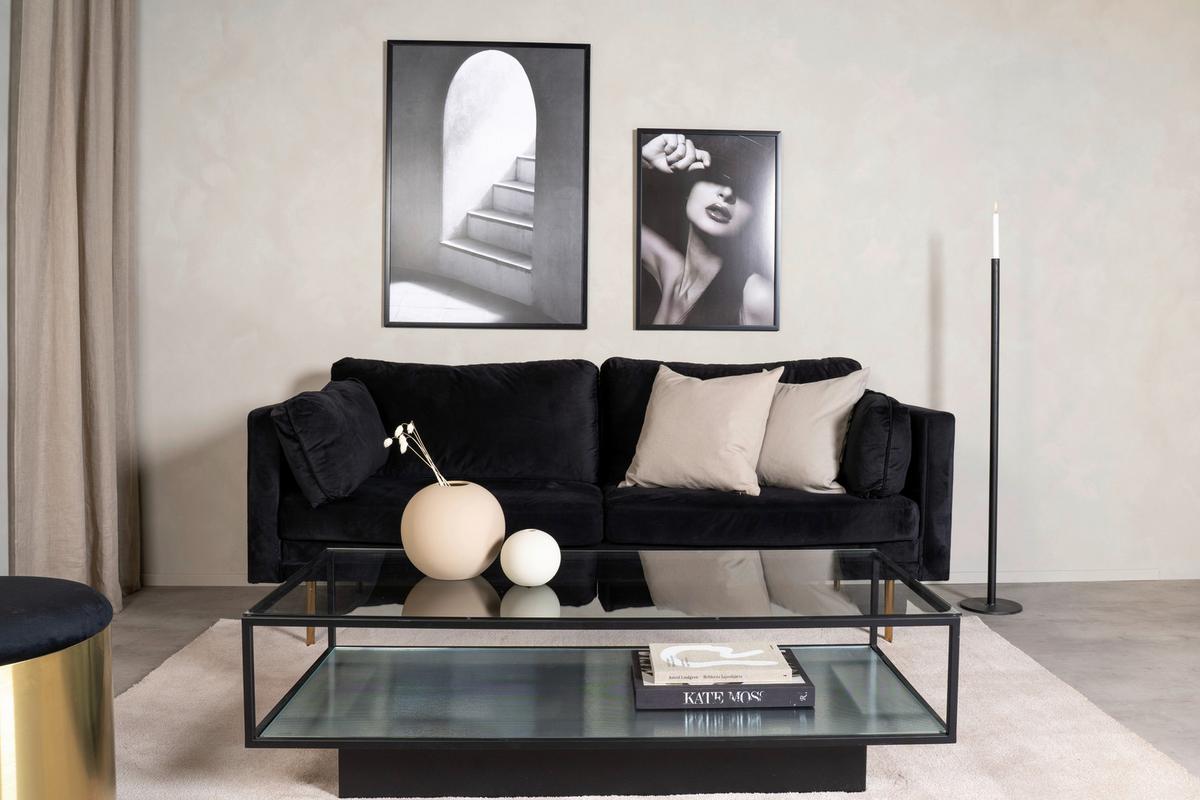 Couchtisch Maglehem - Schwarz, Design, Glas/Metall (130/60/37,5cm) - Livetastic