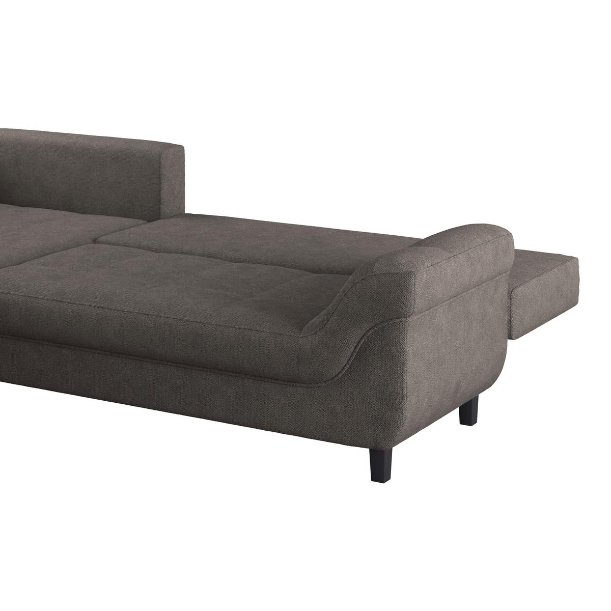 Ecksofa Mendoza - Graubraun/Schwarz, Design, Textil (197/309cm) - Ondega