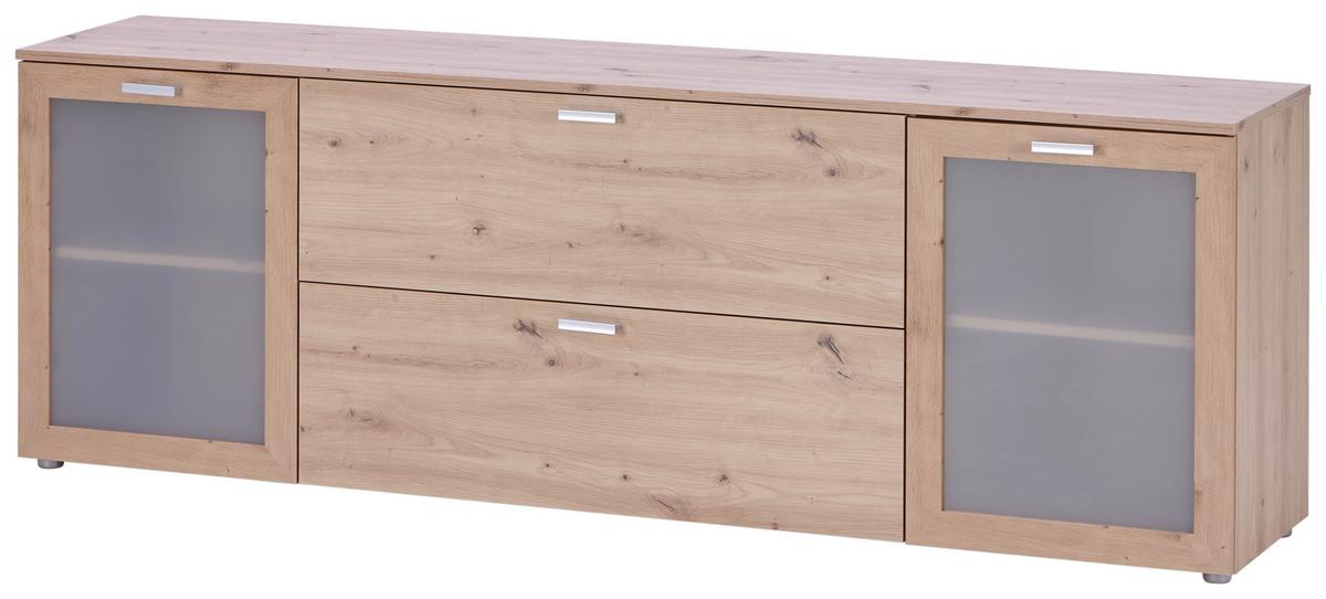 Tv-lowboard Xeno B: 180 Cm Eiche Artisan - Eiche Artisan, MODERN, Glas/Holzwerkstoff (180/62/37cm)
