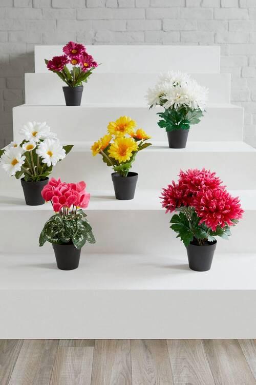 Művirág Gerbera - barna/fehér, Konventionell, műanyag/textil (30cm) - Ondega