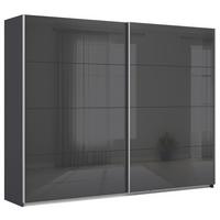 Tolóajtós Szekrény Feldkirch 271/210cm - magasfényű antracit/antracit, Modern, faalapú anyag/Üveg (271/210/62cm)