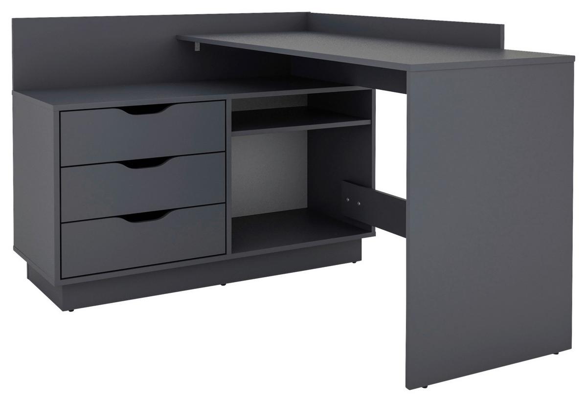 Eckschreibtisch Mit Stauraum B 129 Cm H 83,5 Cm Belfast - Anthrazit, Basics, Holzwerkstoff (129/83,5/105cm) - MID.YOU