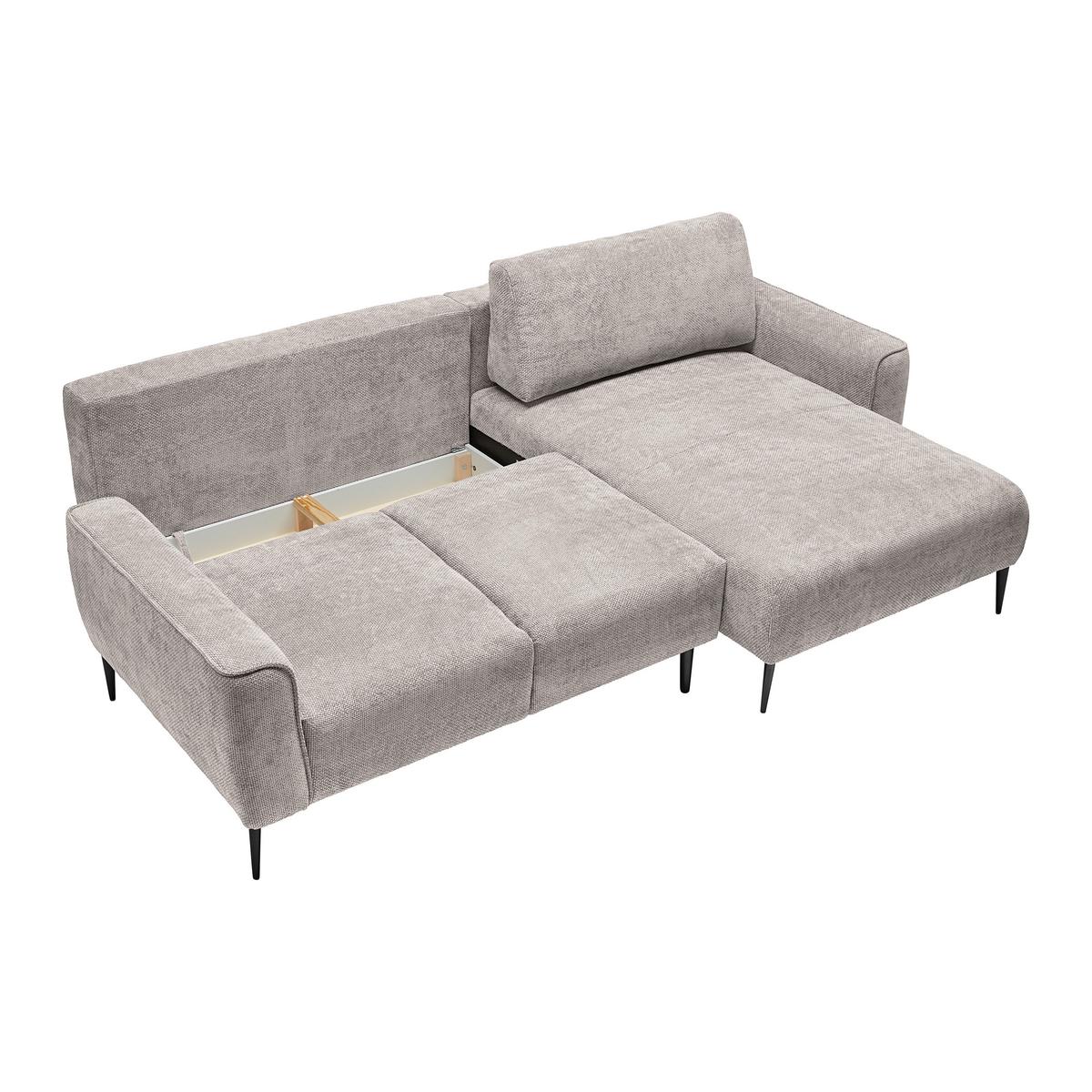 Rohová sedačka CUSTOM, pravá, světle šedá žinylka - černá/světle šedá, Moderní, kov/textil (255/164cm) - Mömax