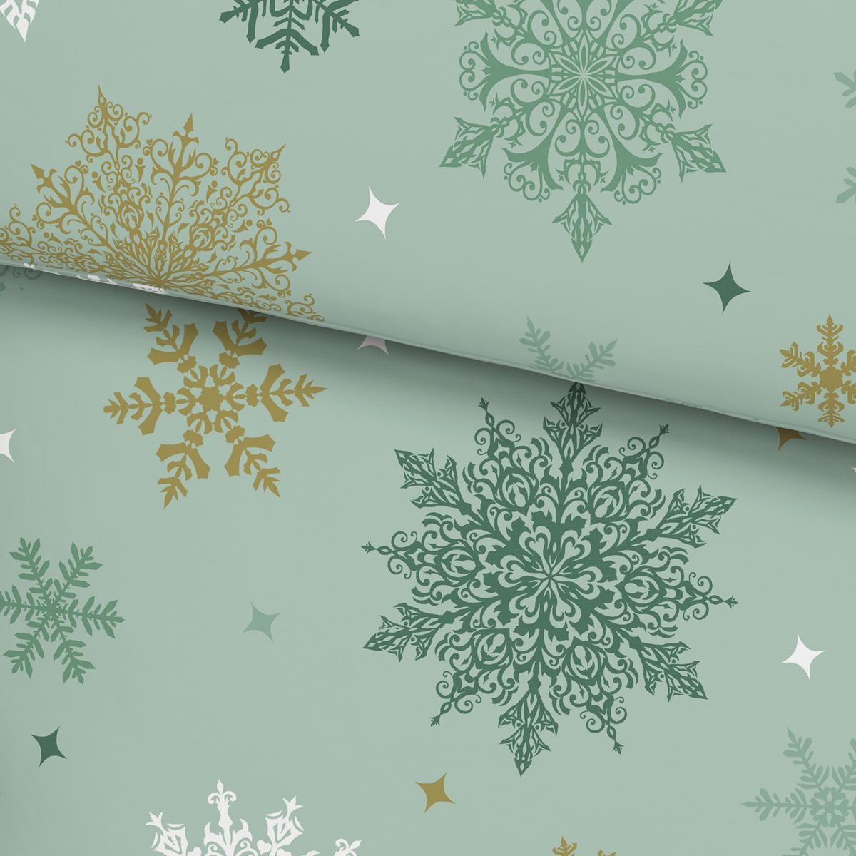 Ágyneműhuzat-garnitúra Snowflake - zöld, Modern, textil - Luca Bessoni