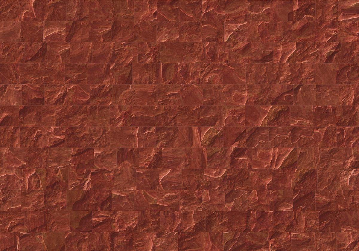 Fototapete Red Slate Tiles - Rot/Braun, Trend, Papier (400/280cm) - Komar