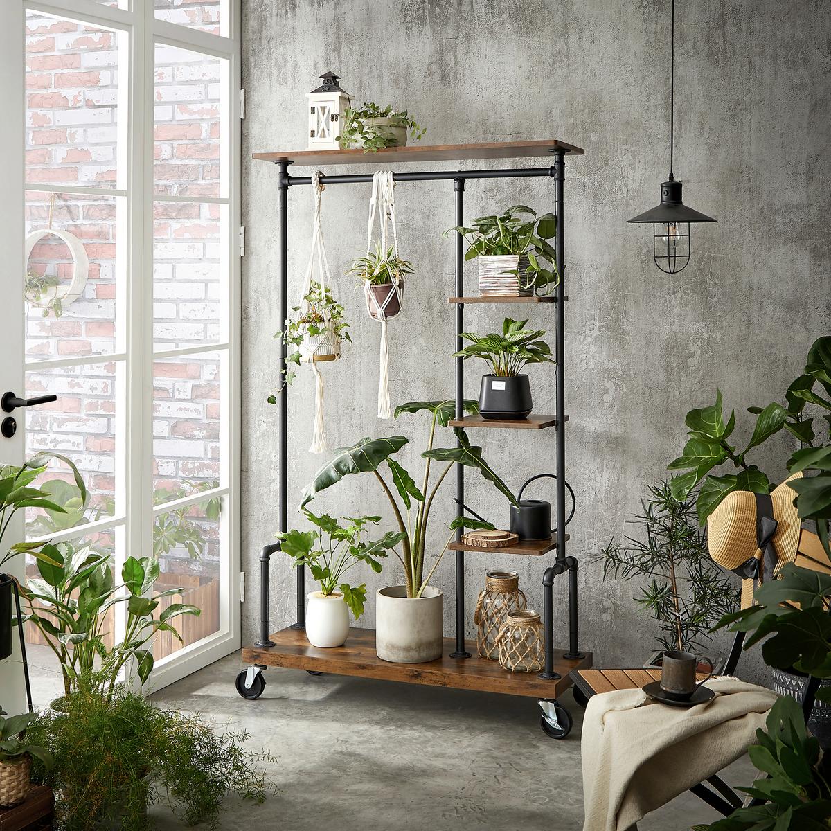 Kleiderwagen Hsr66bxv2 - Schwarz/Braun, Trend, Holzwerkstoff/Metall (103.5/174.5/40cm) - MID.YOU