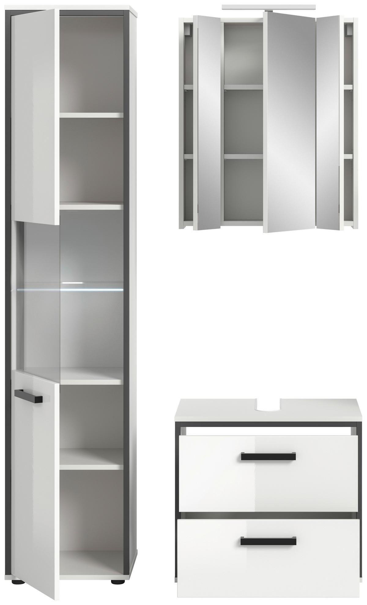 Badezimmer Kojak Schwarz/weiß K: 100 Cm - Weiß Hochglanz/Schwarz, MODERN, Holzwerkstoff (100cm) - MID.YOU