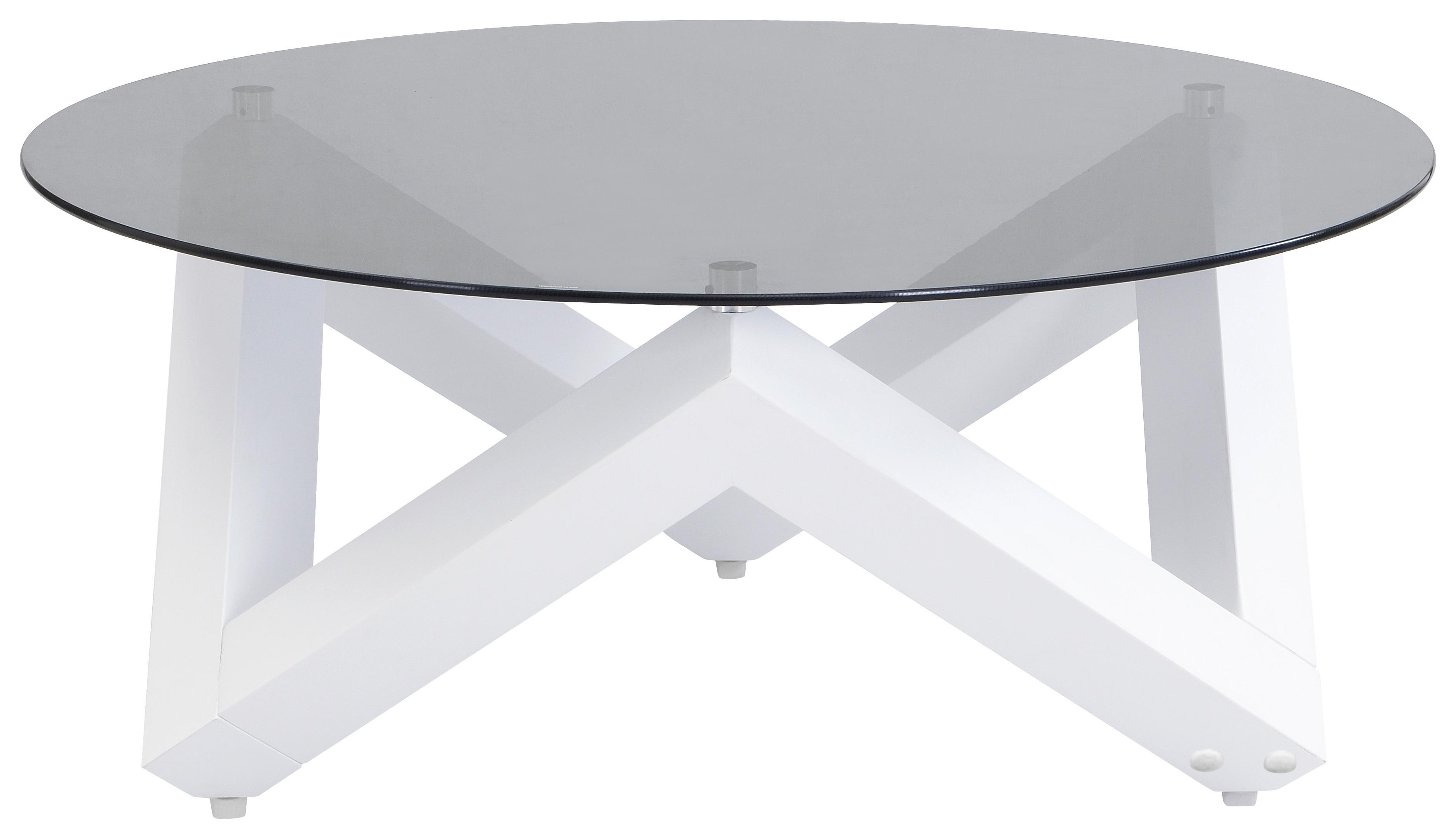 Couchtisch Cobobito rund Glasplatte weiß, B: 95cm - Weiß/Grau, MODERN, Glas/Holzwerkstoff (95/41/95cm)