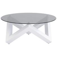 Couchtisch Cobobito rund Glasplatte weiß, B: 95cm - Weiß/Grau, MODERN, Glas/Holzwerkstoff (95/41/95cm)