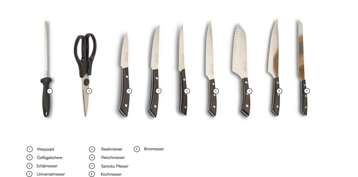 SADA NOŽŮ ECHTWERK MESSERBLOCK-SET - barvy stříbra, Trend, kov (24,8/13,2/36cm) - Echtwerk