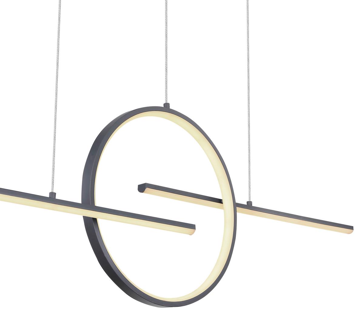 Led Függőlámpa 67121-50g - grafitszürke/opál, Design, műanyag/fém (124/10,5/150cm)