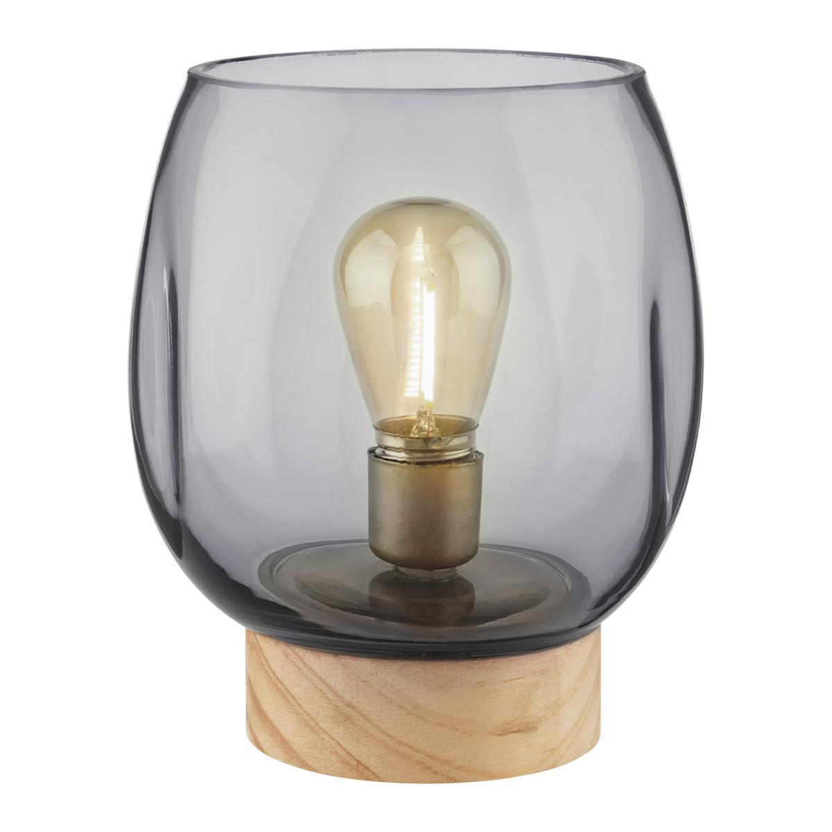Náladové svítidlo Levi, V: ca 14cm,dřevo,sklo - dřevo/sklo (14/17/14cm)