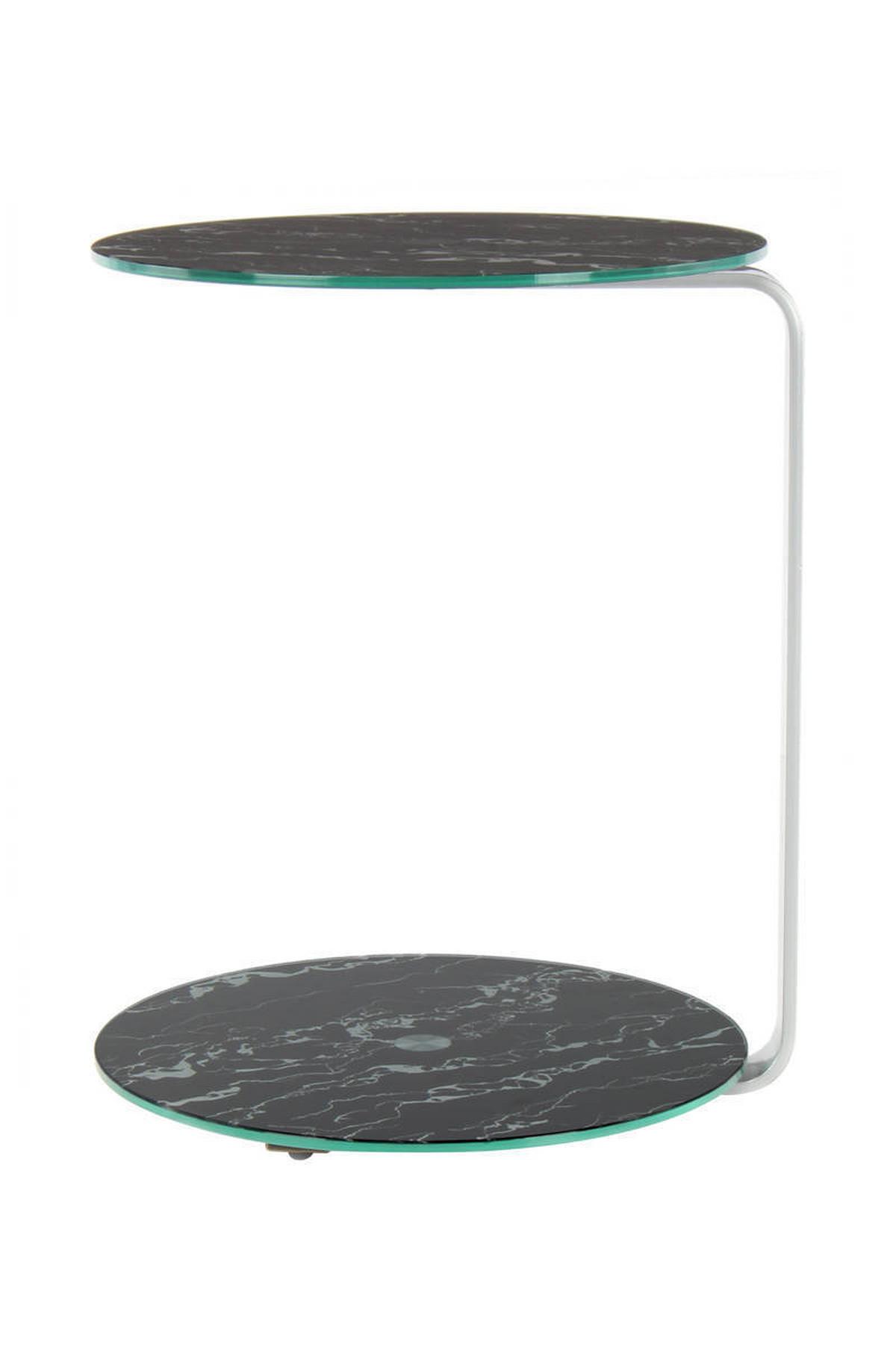 Beistelltisch Mit 2 Platten Quentin Schwarz/Silberfarben - Silberfarben/Schwarz, Basics, Glas/Holzwerkstoff (40/40/53cm) - Kayoom