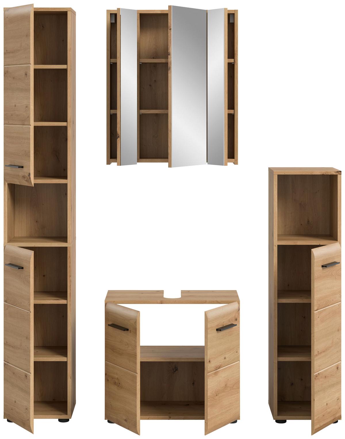 Badezimmer Ice Eiche Artisan Dekor B: 150cm - Schwarz/Eiche Artisan, Basics, Holzwerkstoff (150cm) - MID.YOU