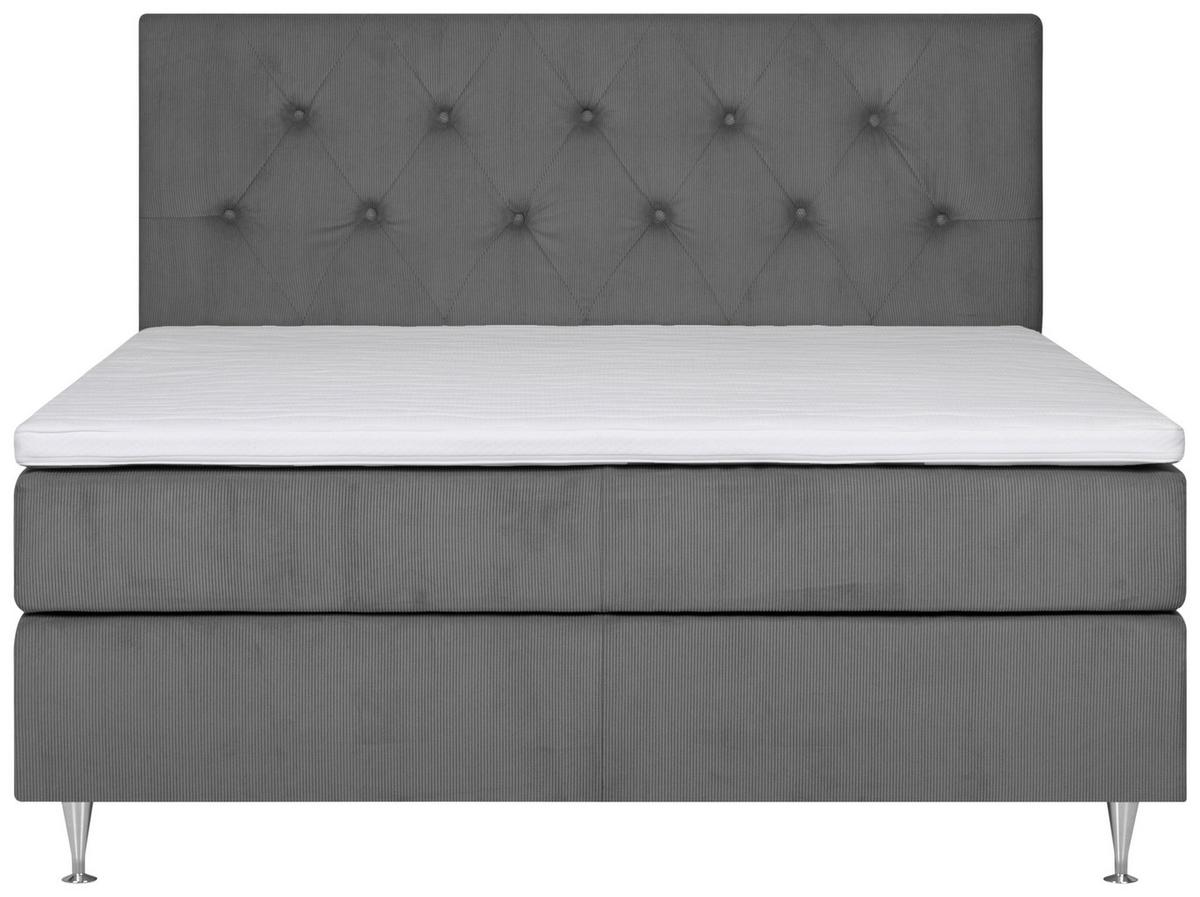 Boxspringbett Mit Topper + Matratze 160x200 Cm Paula - Dunkelgrau, MODERN, Textil (140/200cm) - Livetastic
