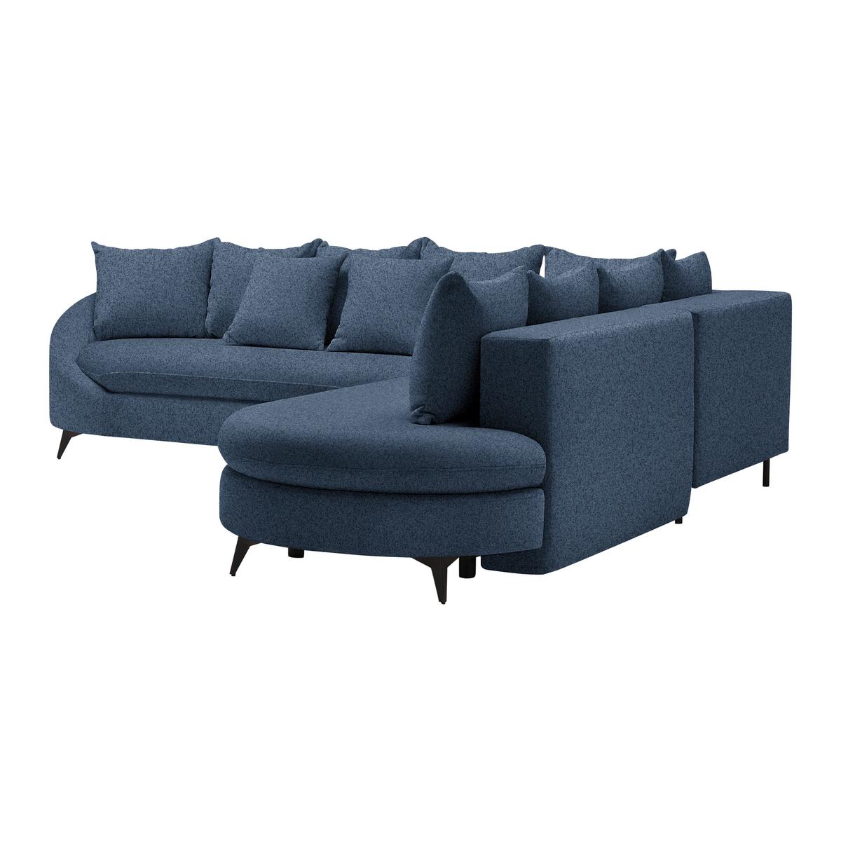 Rohová sedačka AXEL, pravá, tmavě modrá tkanina - černá/tmavě modrá, Moderní, kov/textil (291/250cm) - Mömax