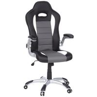 GAMINGSTUHL GAME SPORT Grau/Schwarz/Weiß - Silberfarben/Schwarz, MODERN, Kunststoff/Textil (64/118/57cm) - MID.YOU