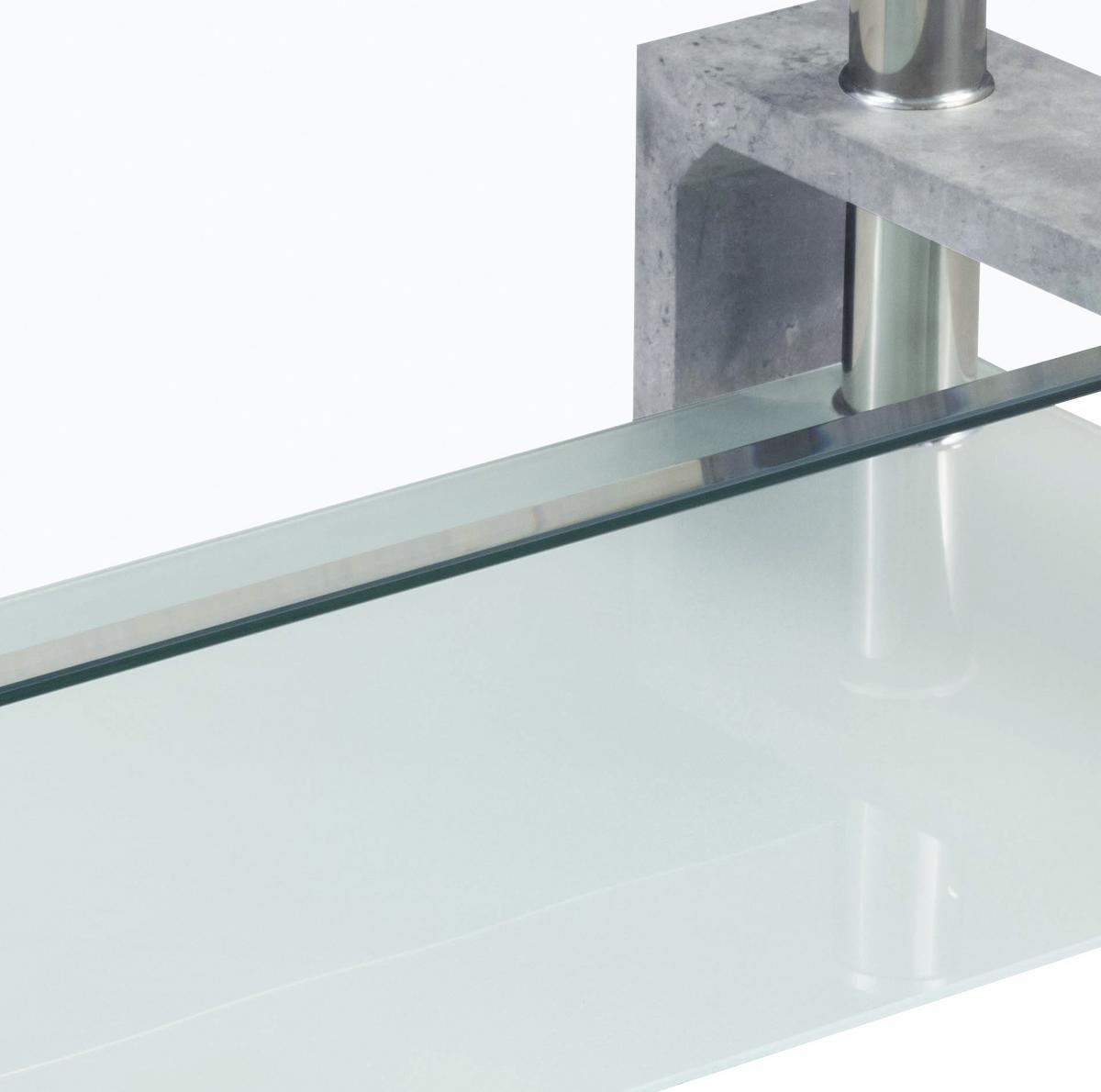 Dohányzóasztal Silvia - világosszürke/fehér, Modern, faalapú anyag/Üveg (100/45/60cm)