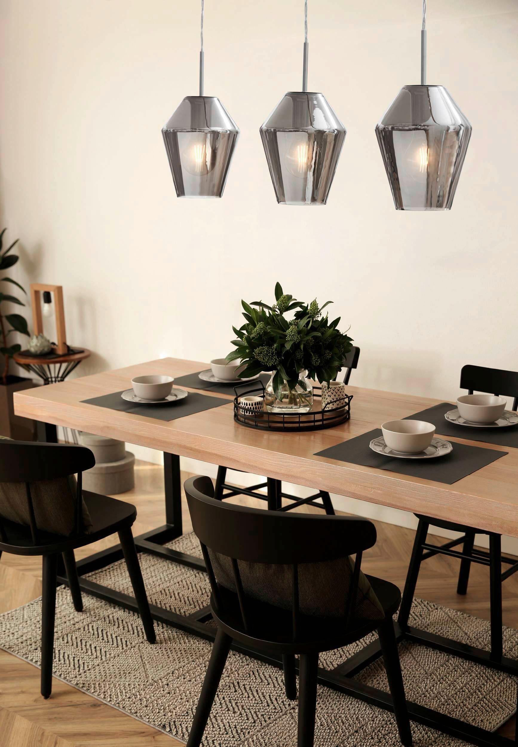 Hängeleuchte 96774* Murmillo - Chromfarben/Schwarz, Design, Glas/Metall (77/17/150cm) - Eglo