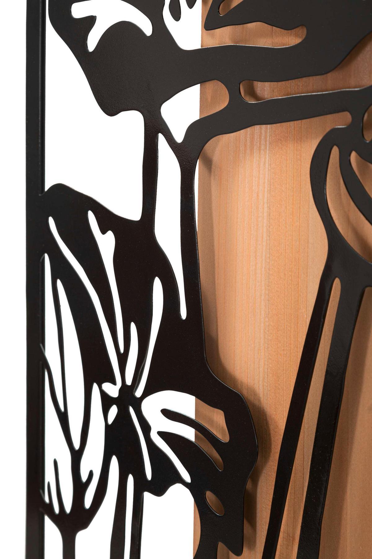 Wanddeko Wood Schwarz, Eiche Dekor B: 60 cm - Basics, Holzwerkstoff/Metall (60/90/2cm)