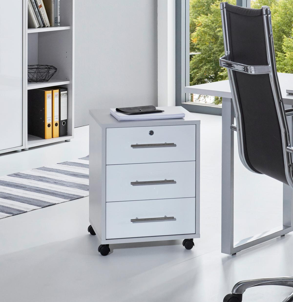 Büro Office Edition Grau/Weiß - Weiß/Grau, MODERN, Holzwerkstoff/Metall - MID.YOU