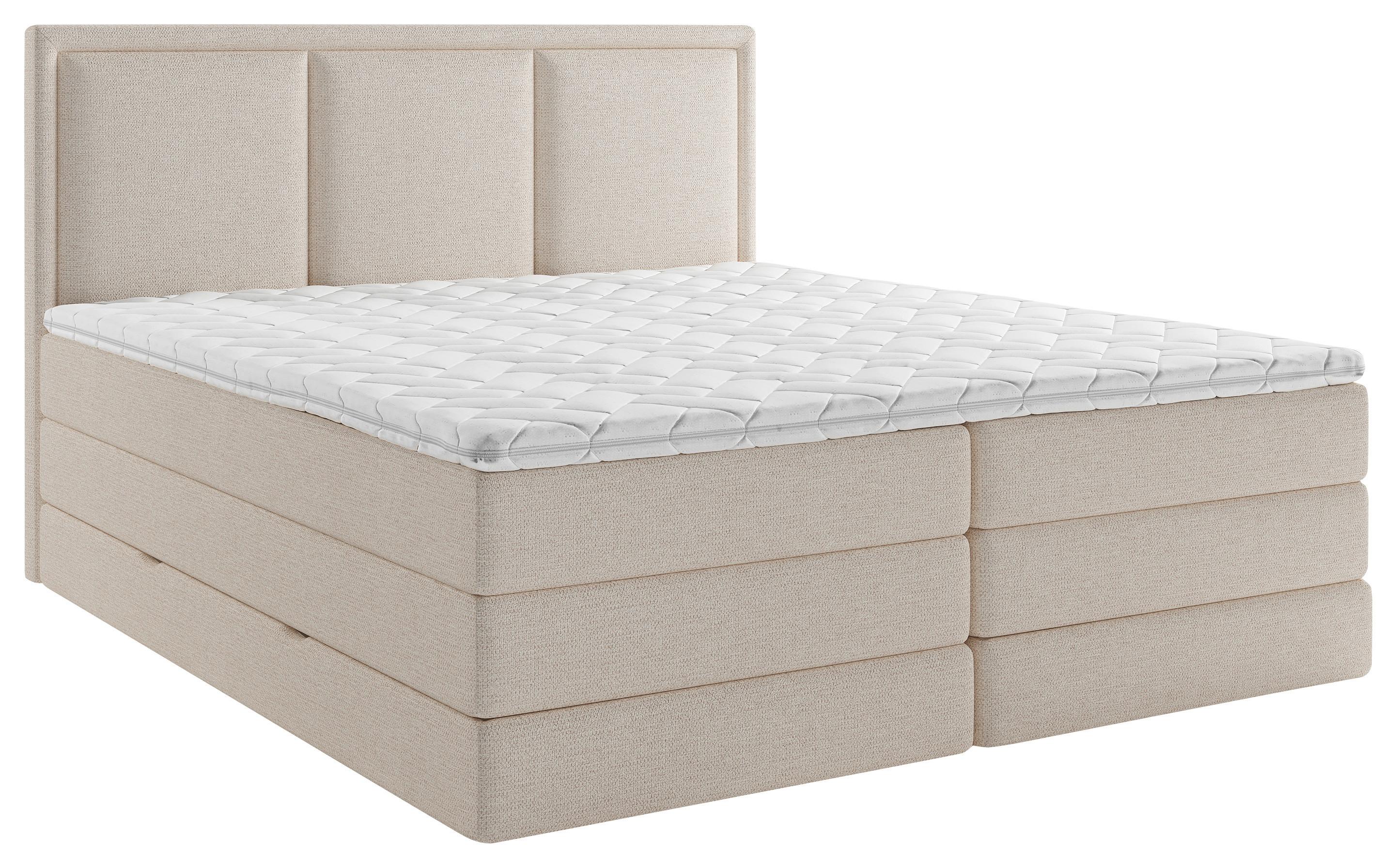 Boxspringbett mit Topper 160x200 cm Swing II K - Naturfarben, Design, Textil (160/200cm) - MID.YOU