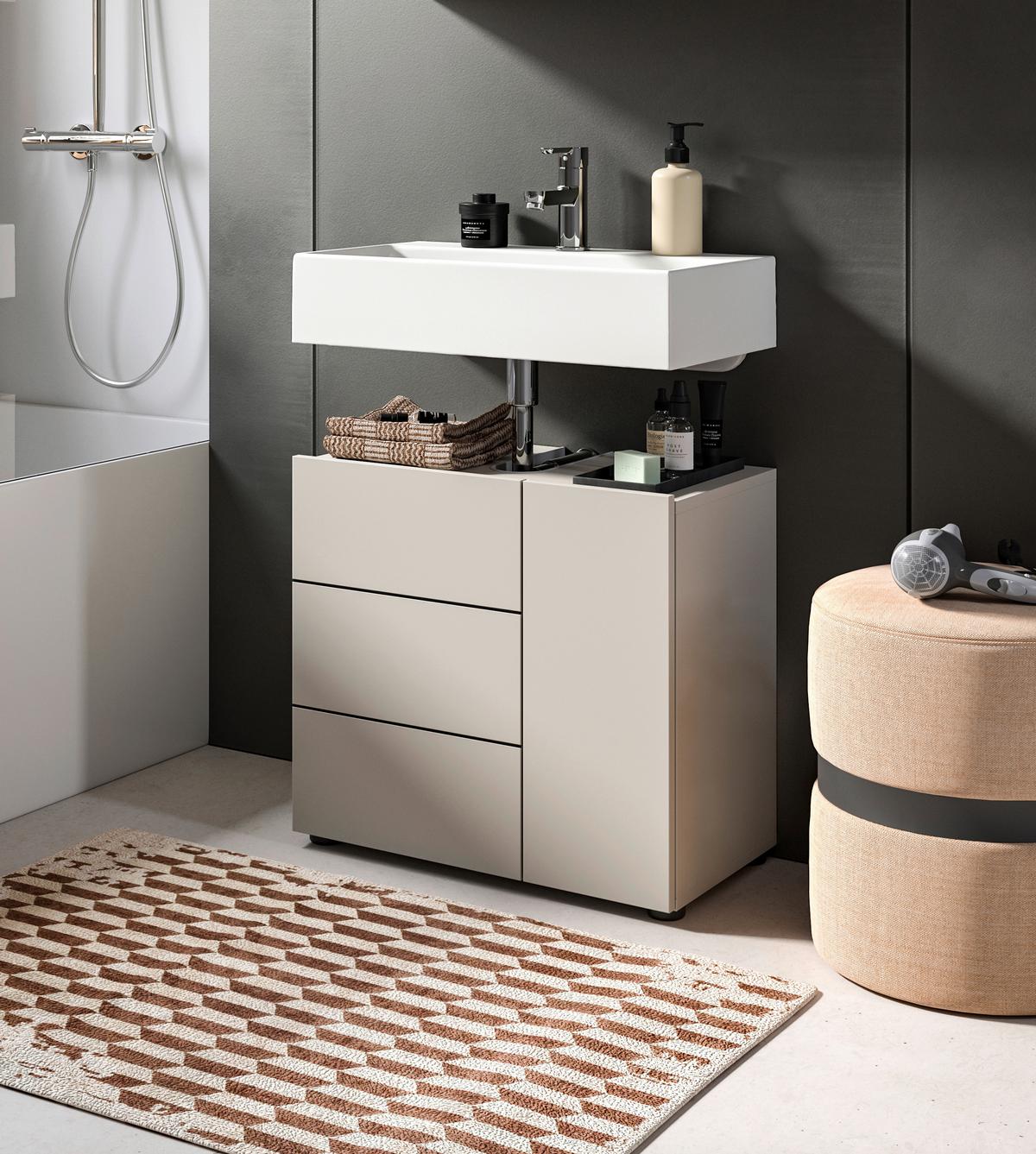 Waschbeckenunterschrank Vira Kaschmir B: 60 cm - Kaschmir/Schwarz, MODERN, Holzwerkstoff (60/57/34cm) - MID.YOU