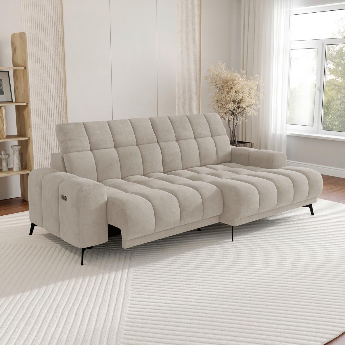 Rohová sedačka LAYA, pravá, hnědá tkanina MEMPHIS - hnědá, Moderní, textil (250/155cm) - Premium Living