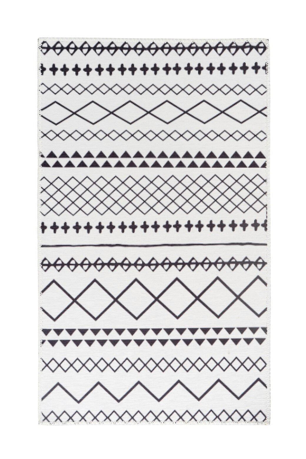 Flachwebteppich Schwarz/Weiß Maya 120x180 cm - Schwarz/Weiß, Basics, Textil (120/180cm) - Kayoom