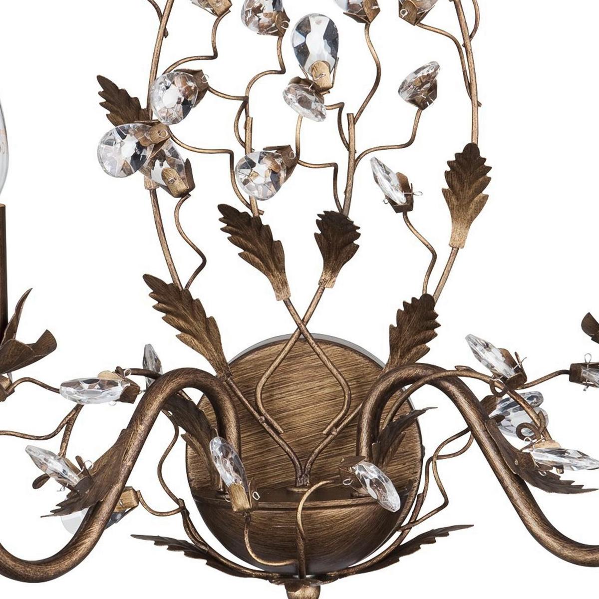 Wandleuchte Almandite 2lt 2492-2br - Goldfarben/Braun, KONVENTIONELL, Glas/Metall (37/40cm)
