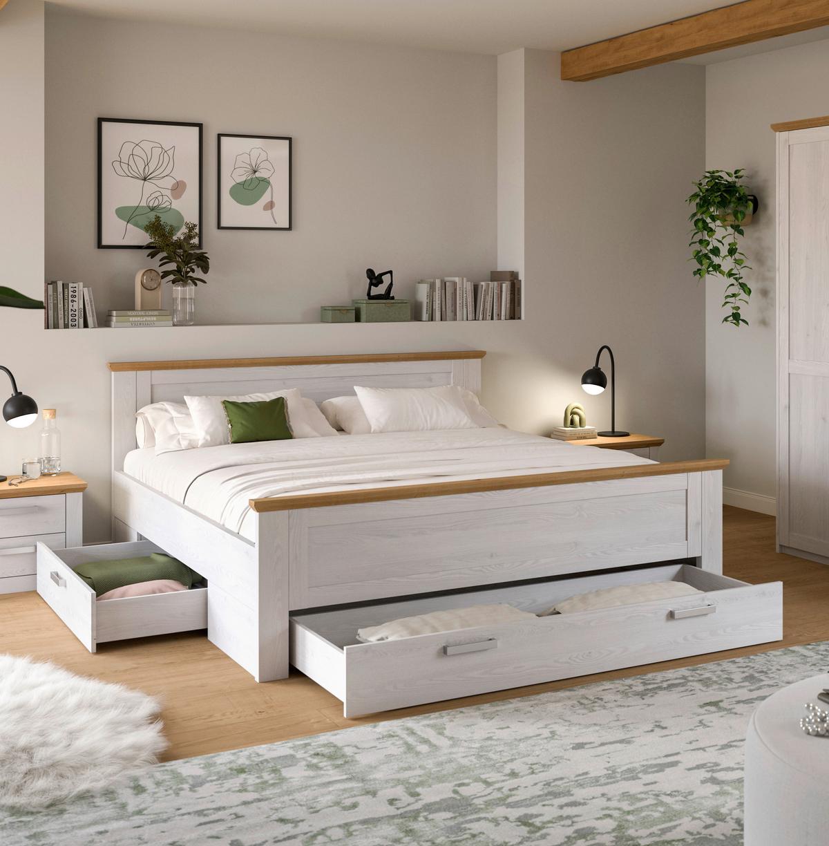 Schlafzimmer Verona Lärchefarben/Eiche D. 4-Teilig - Lärchefarben/Eiche Artisan, ROMANTIK / LANDHAUS, Holzwerkstoff - Livetastic