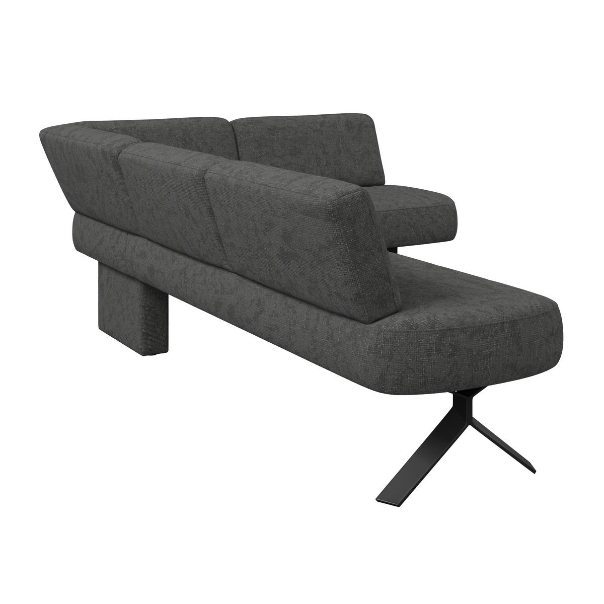 Eckbank schwarz/Metallbeine Ulmo, S:248x176cm - Schwarz, MODERN, Textil/Metall (248/176cm)