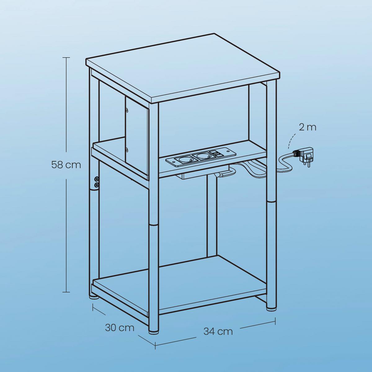 Beistelltisch Braun, Schwarz B: 34 cm - Schwarz/Braun, Trend, Holzwerkstoff/Metall (34/58/30cm) - MID.YOU