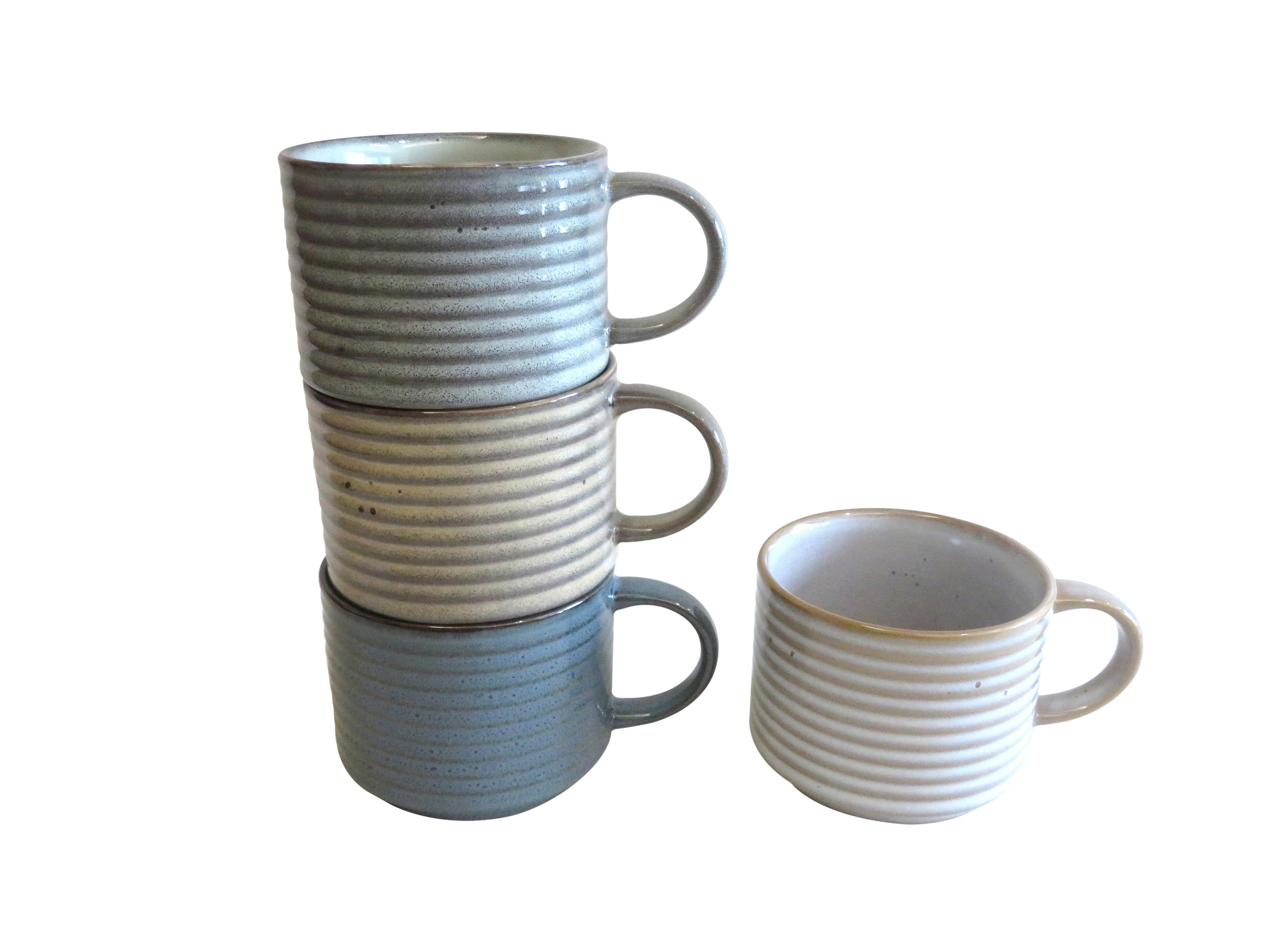 Sada šálků MOODY - bílá/světle modrá, Konvenční, keramika (9,4/7,3cm) - Mömax