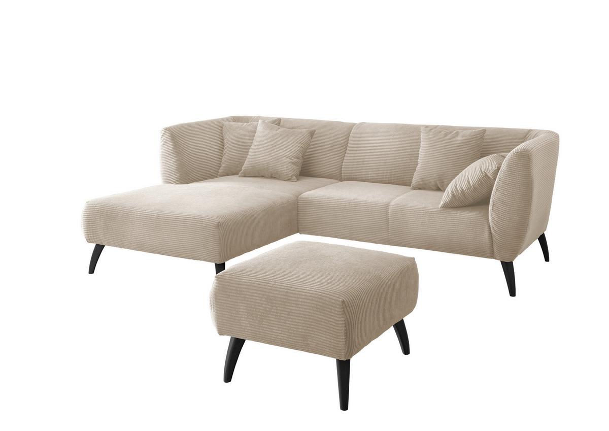 Ecksofa Colori Beige S: 160/264 Cm - Beige/Schwarz, MODERN, Holz/Textil (160/264cm) - MID.YOU