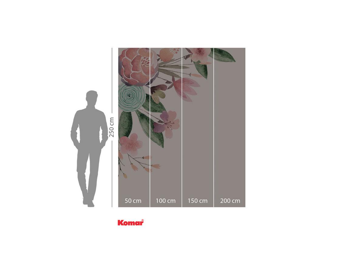 Vliestapete Fleur Bisou - Rosa/Weiß, Basics (200/250cm) - Komar