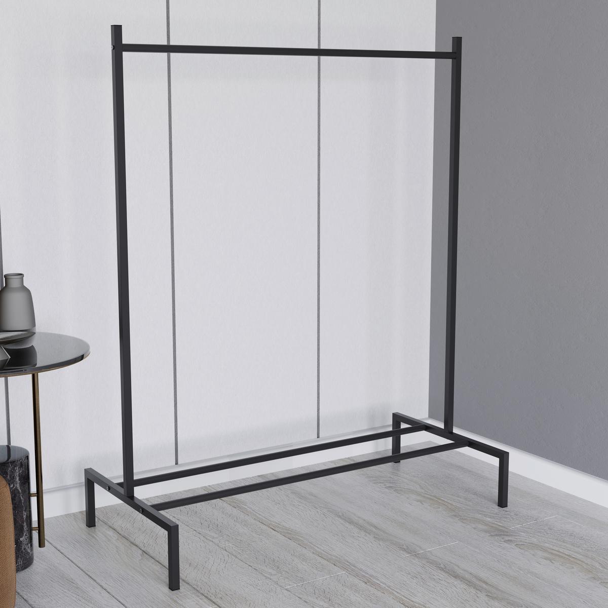 Kleiderständer Labol Schwarz B: 103 Cm - Schwarz, Design, Metall (103/132/52cm) - MID.YOU
