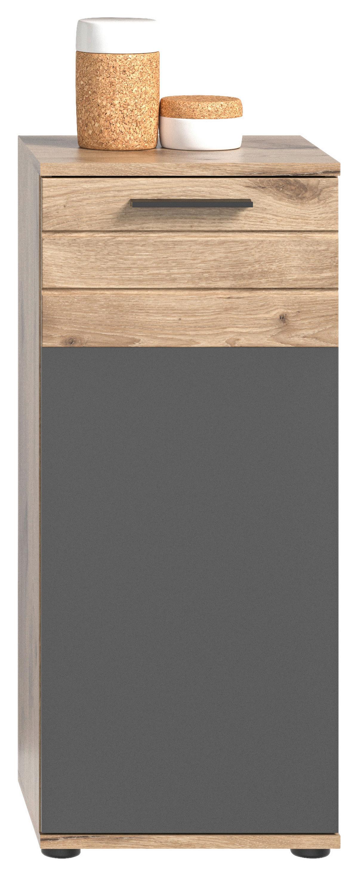 Midischrank Mason B: 37 cm Eichefarben - Eichefarben/Schwarz, MODERN, Holzwerkstoff (37/87/34cm) - MID.YOU