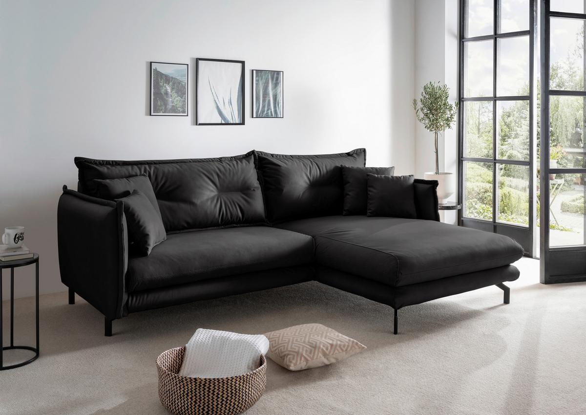 Ecksofa Lava Schwarz S: 255x180cm - Schwarz, MODERN, Textil (255/180cm) - Livetastic