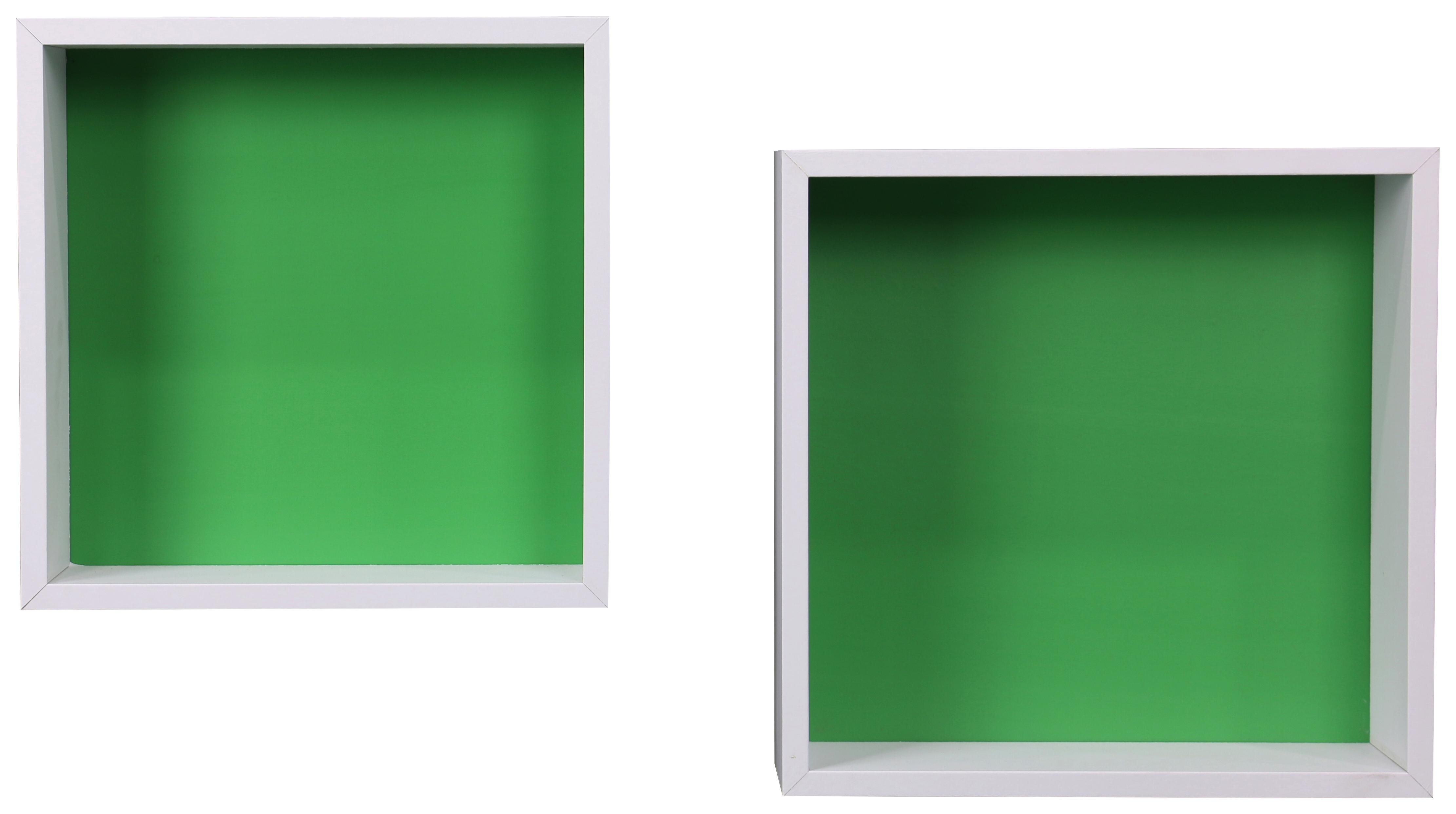 Wandregal Sally B422039-11 - Weiß/Grün, MODERN, Holzwerkstoff (30/30/12cm)