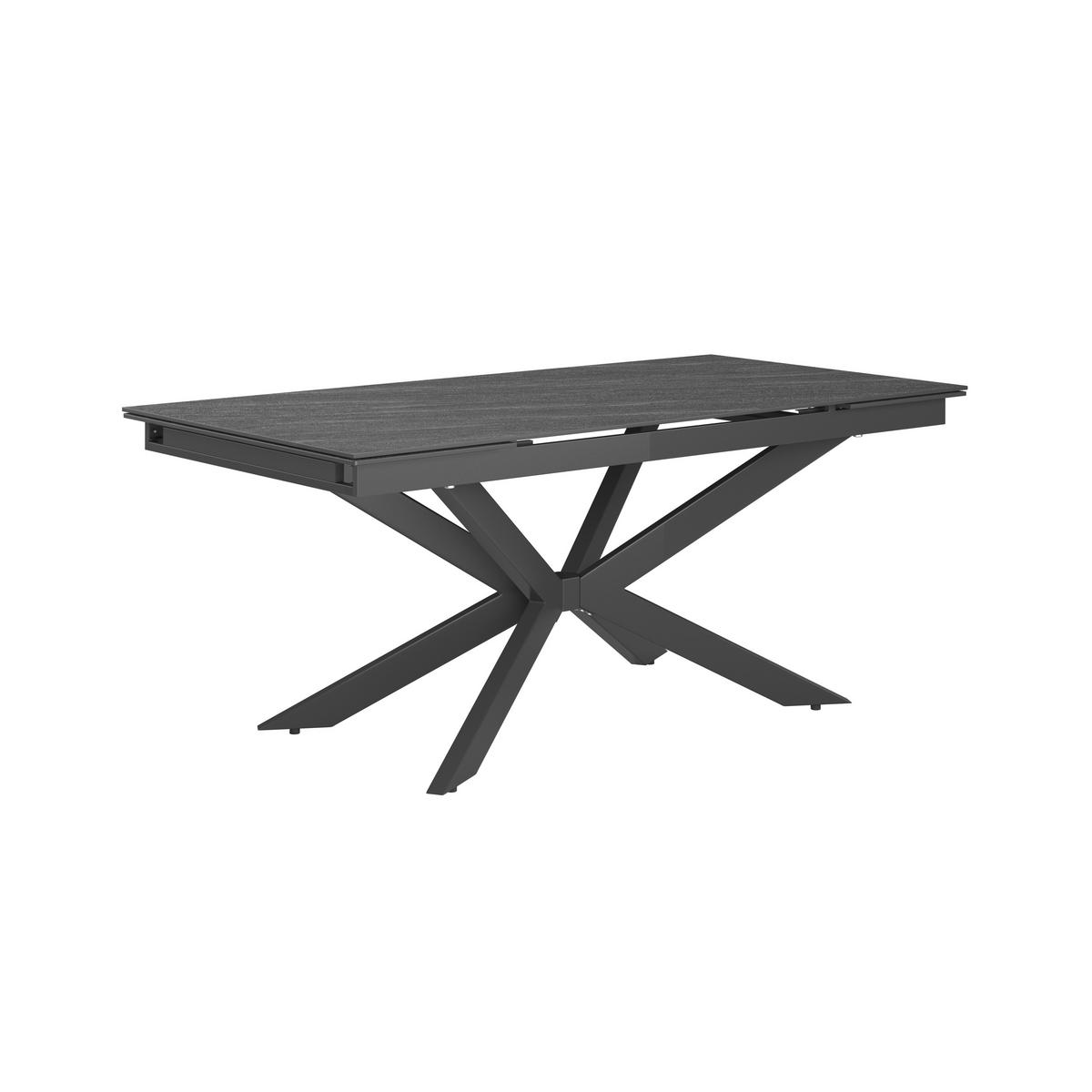 Ausziehtisch Andi Keramikplatte, Ausziehbar - Schwarz/Grau, MODERN, Keramik/Metall (180-260/76/90cm)