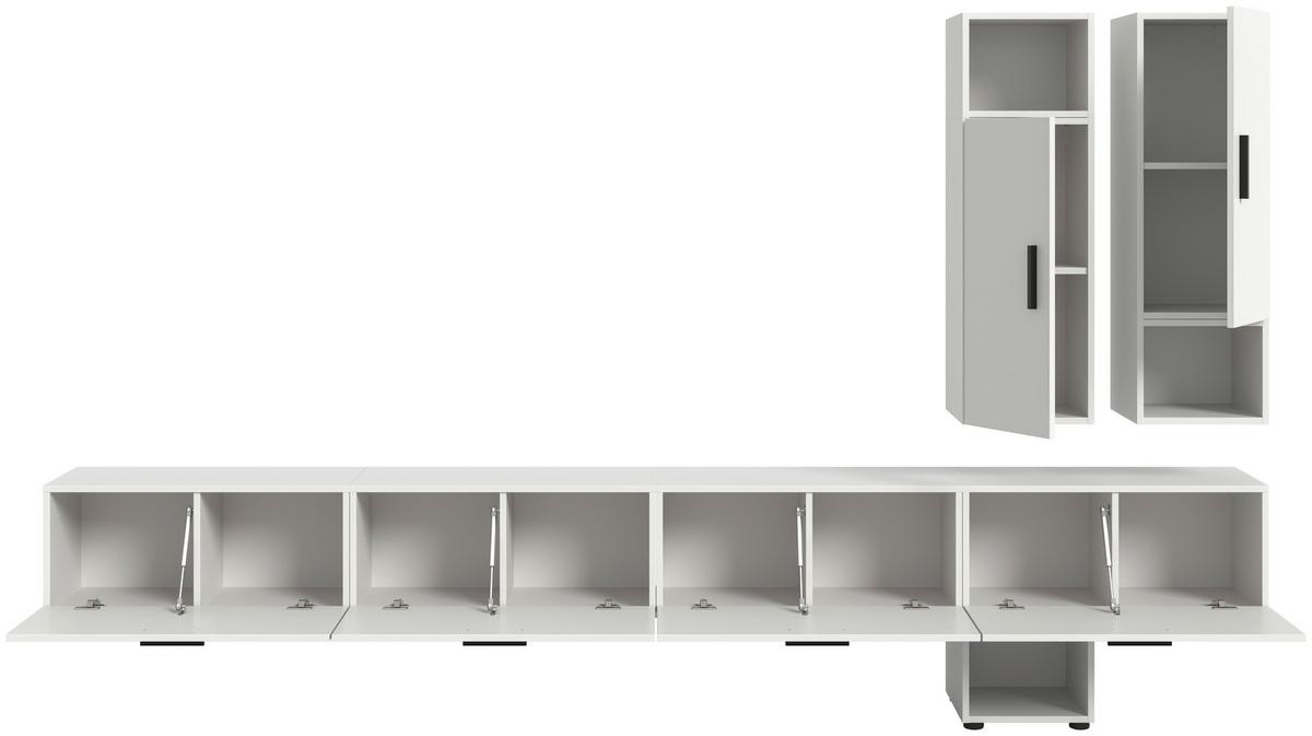Wohnwand, The ONE 7, B: 300 cm Weiss - Schwarz/Weiß, Trend, Holzwerkstoff (300/178/34cm)