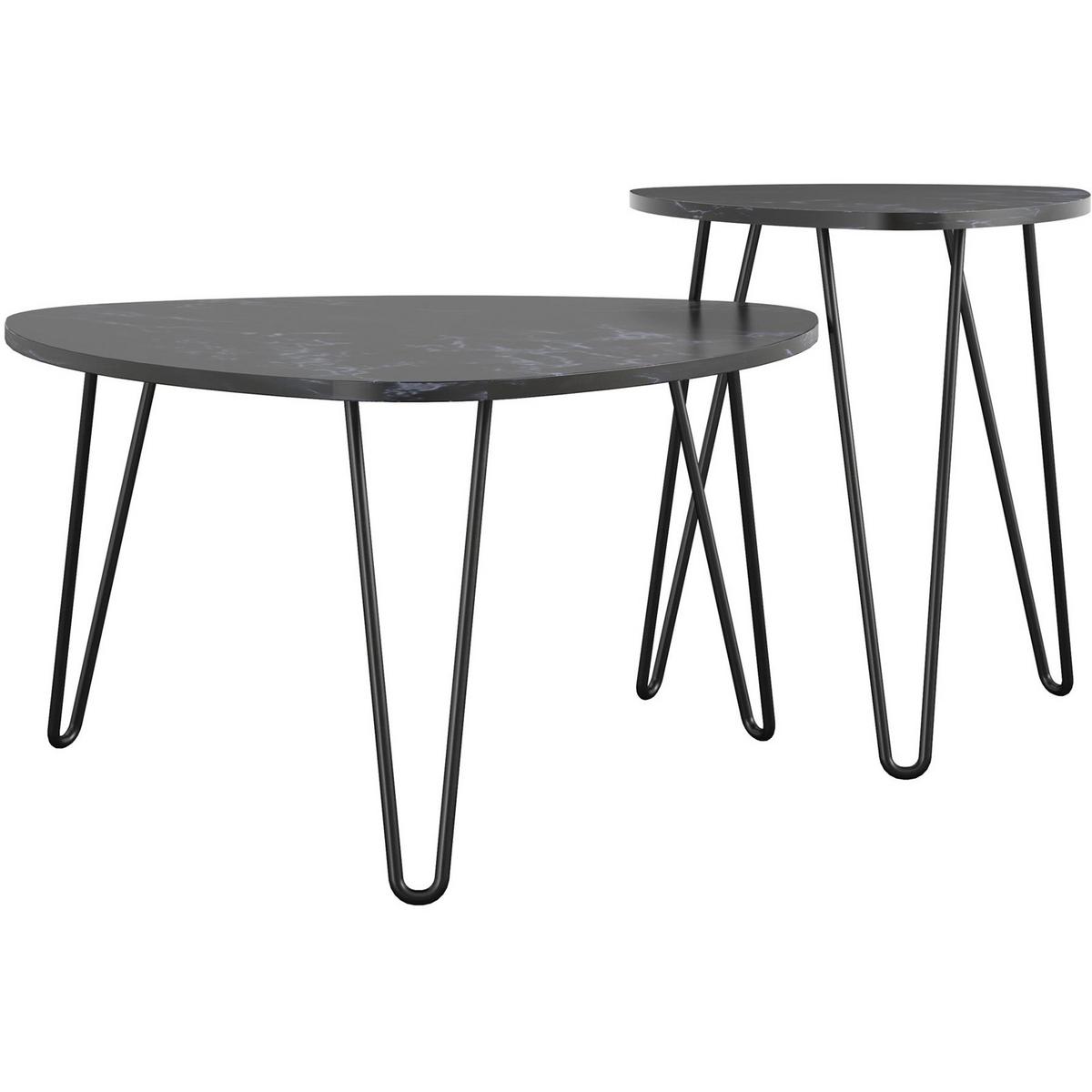 Couchtischset Athena 2--teilig. Schwarz - Schwarz, Design, Holzwerkstoff/Metall (51/57/51cm) - MID.YOU