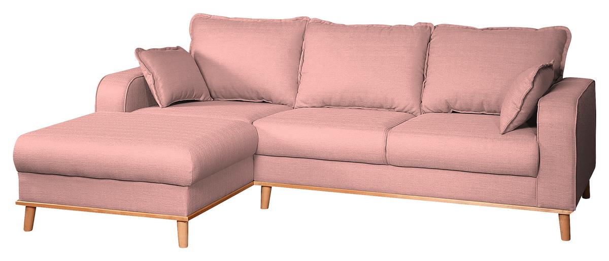 Ecksofa Beata Rosa S: 150x230 cm - Wengefarben/Rosa, Design, Textil (150/230cm) - Livetastic