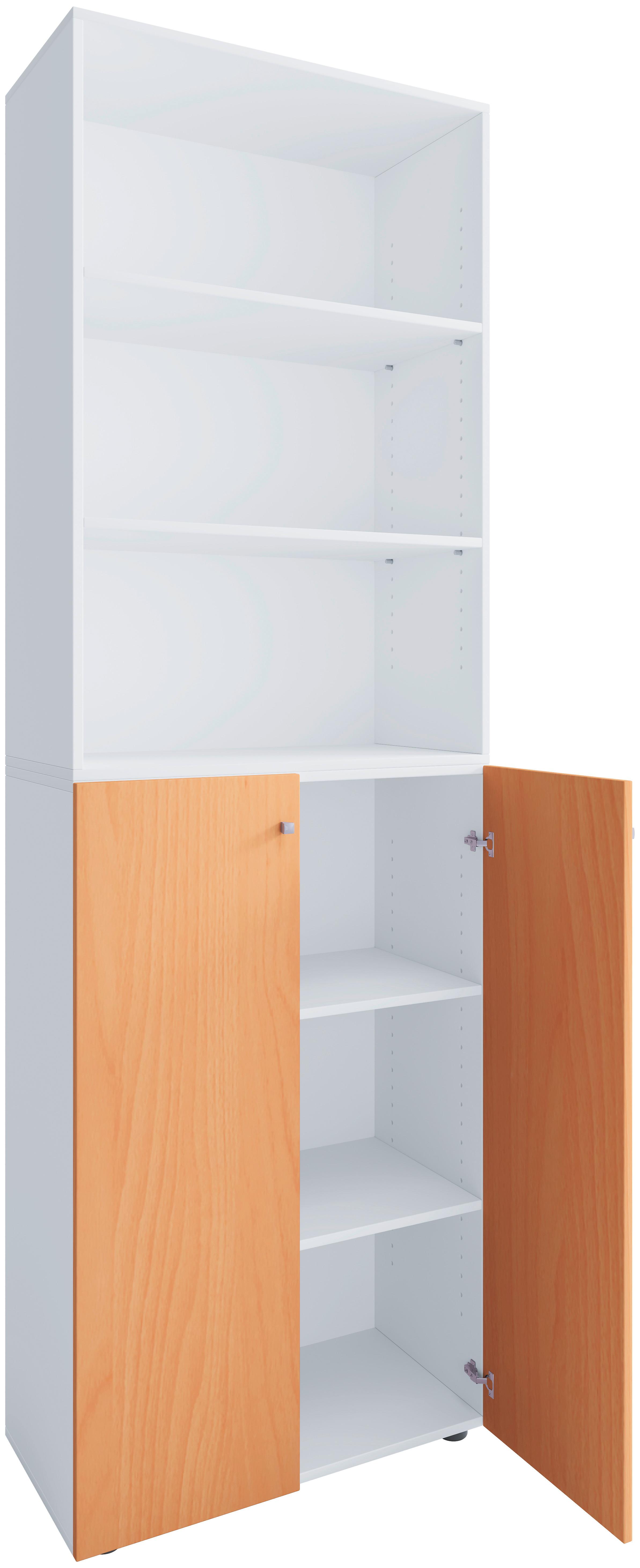 Aktenschrank Lona Weiß, Buche Dekor B: 70cm - Buchefarben/Weiß, Design, Holzwerkstoff (70/220/39cm) - MID.YOU