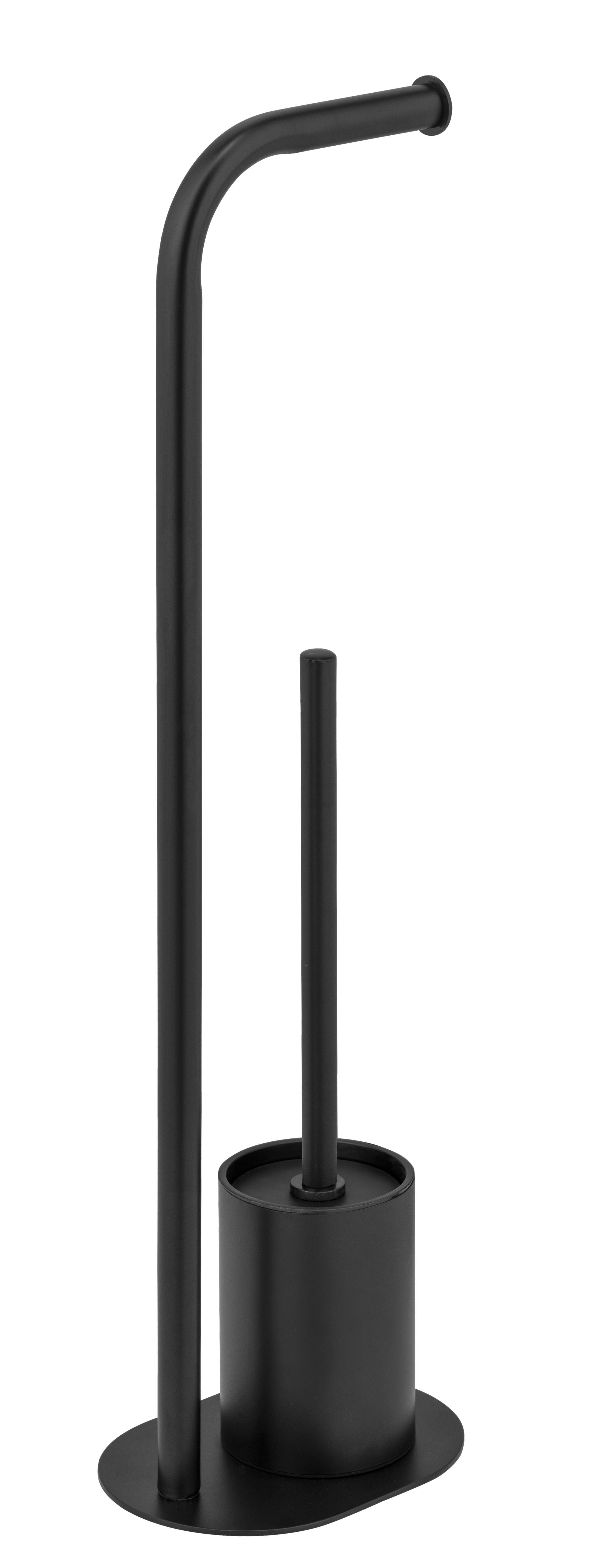 WC-Bürstengarnitur Levante Schwarz B: 23 cm - Schwarz, MODERN, Metall (23/63/17cm) - Wenko