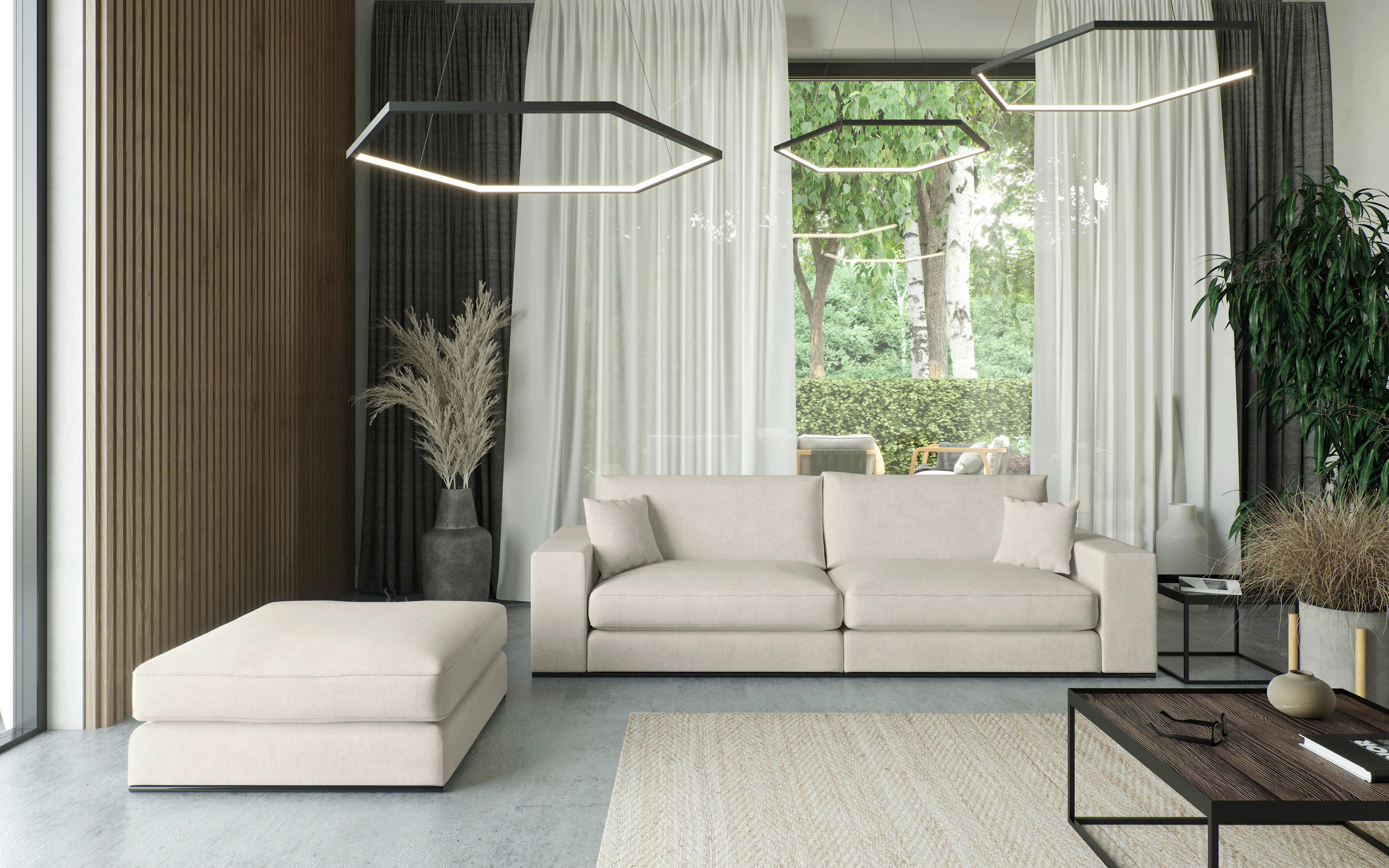 Sitzgarnitur Alberta Beige B: 139 Cm - Beige/Schwarz, Design, Holz/Textil (278/85/103cm) - Livetastic