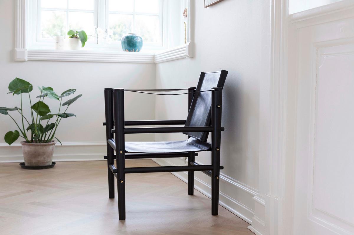 Loungesessel Safari 3155020 - Schwarz, ROMANTIK / LANDHAUS, Leder/Holz (59/79/61cm) - MID.YOU