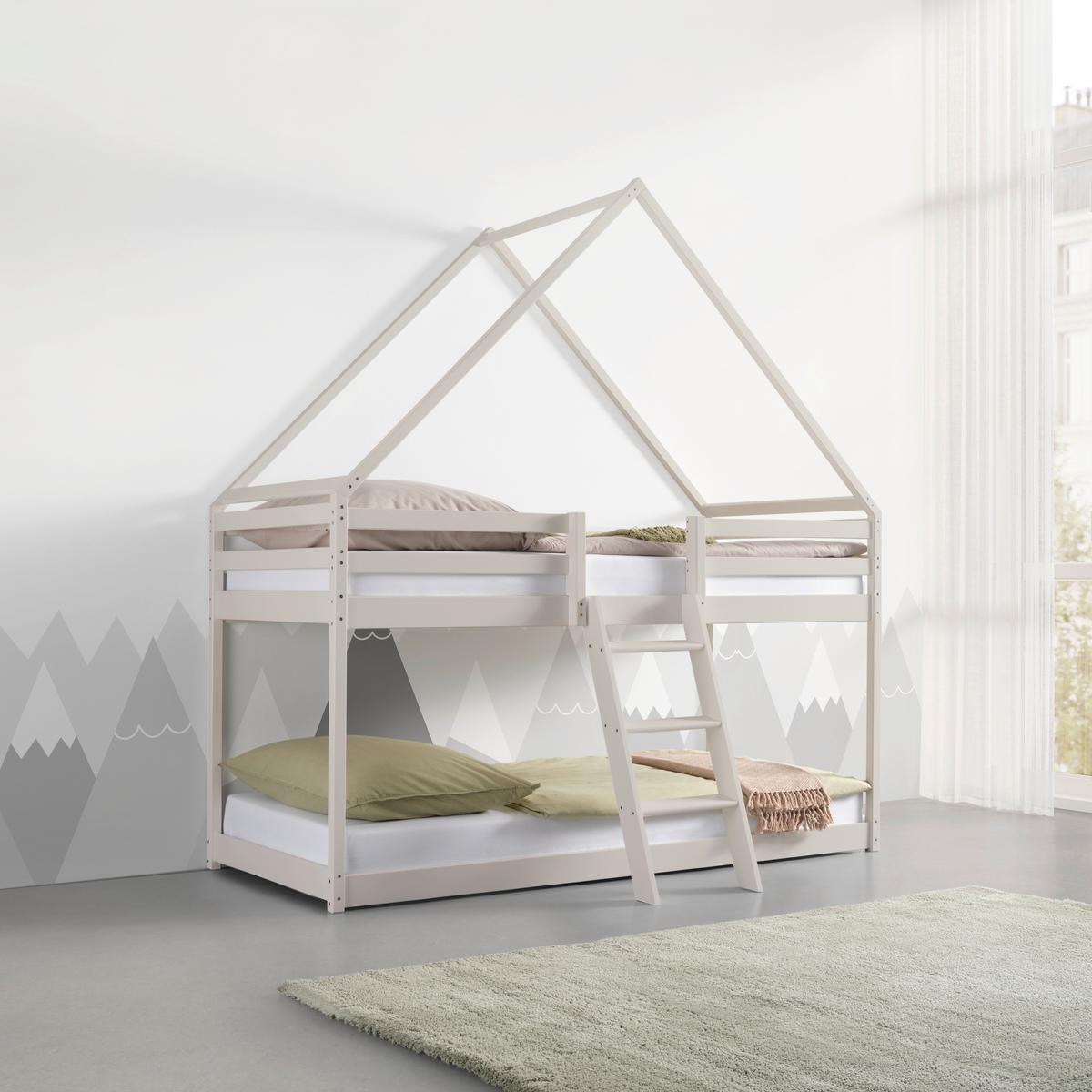 Poschodová posteľ SWEET 90x200 cm, borovica, kašmírová - kašmírová/farba brezy, Lifestyle, drevo/kompozitné drevo (97/224/208cm) - Mömax