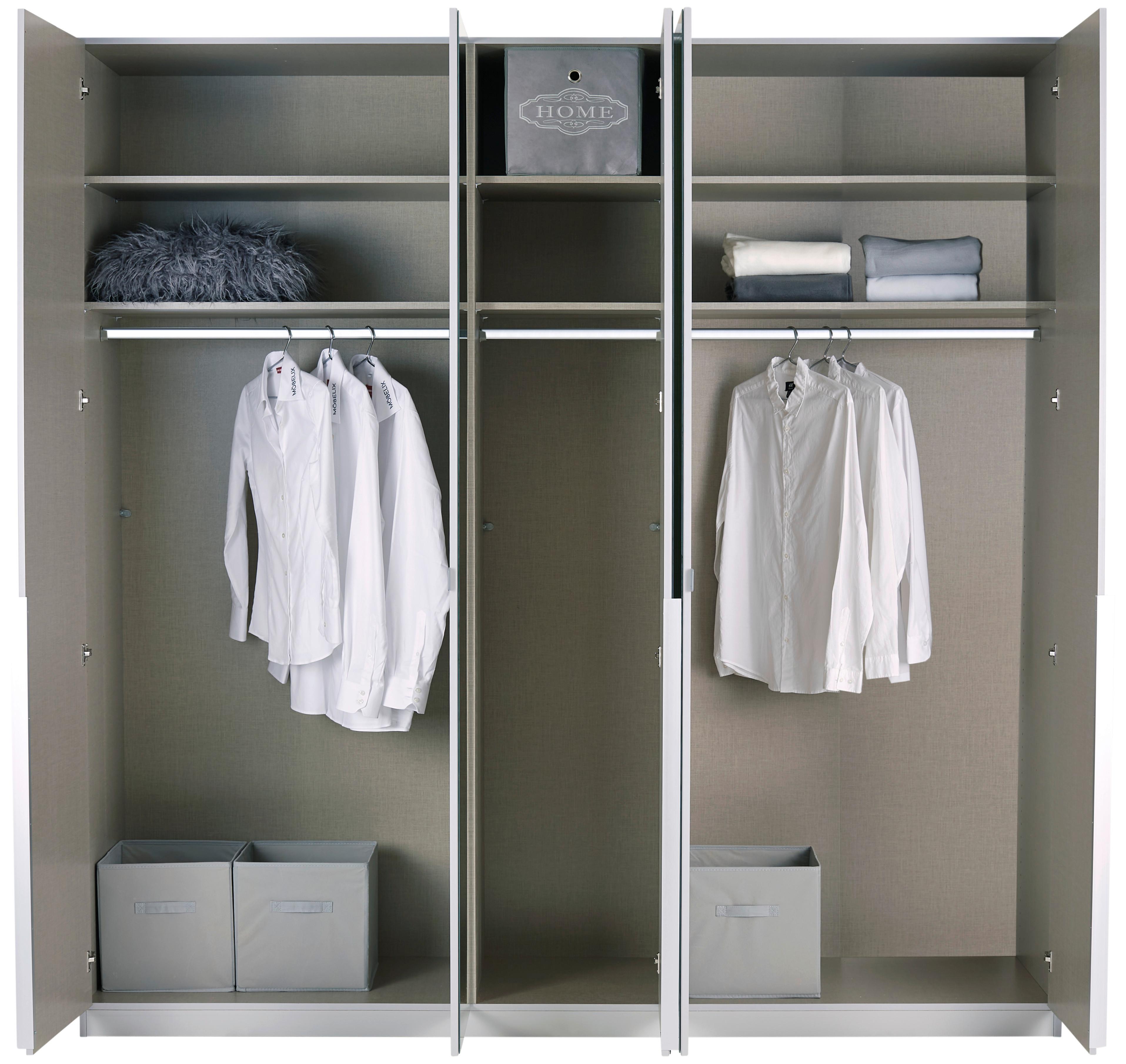 Drehtürenschrank Mit Spiegel 226 cm Alabama, Seidengrau - Silberfarben/Hellgrau, MODERN, Holzwerkstoff (226/229/54cm)
